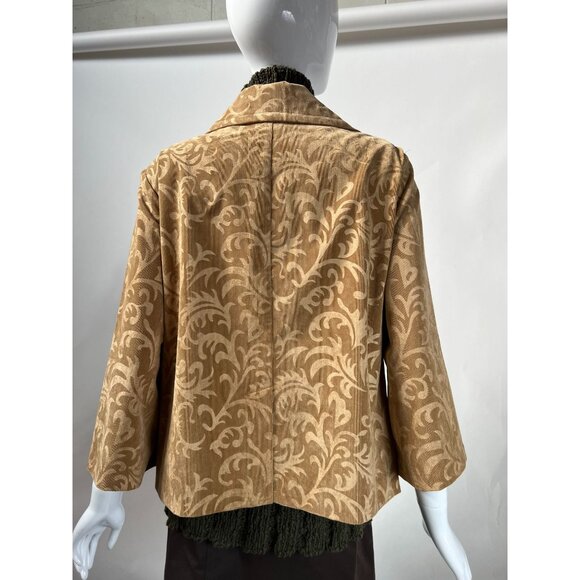 R.Q.T. Womens 1X Printed Corduroy Jacket Button Closure Beige & Brown Polyester - Picture 16 of 16
